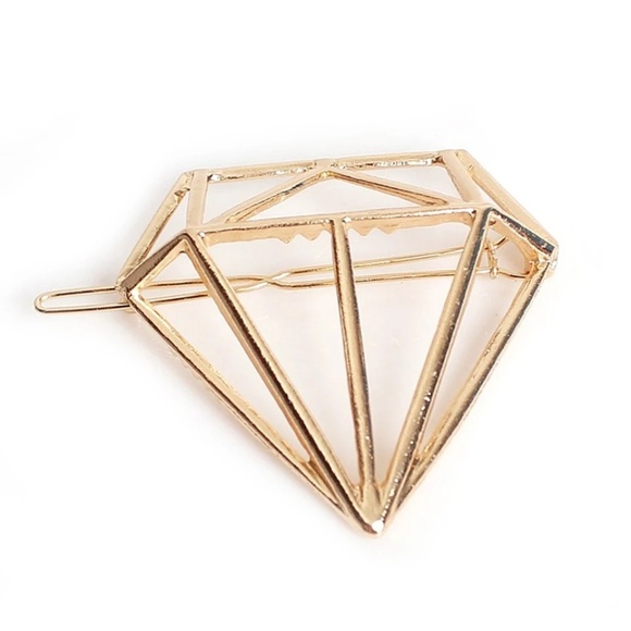Golden Diamond Geometric Hair Barrette - Picture 2 of 3